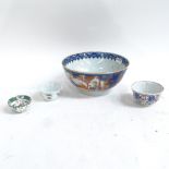 A group of Chinese porcelain bowls, hand painted decoration, largest diameter 17cm (4)