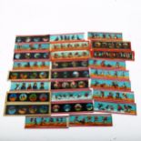 A collection of Antique coloured glass slides, depicting children's stories