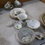 Various Herend porcelain, including hand painted bird tea cups and saucers, model 1707, bowls plates