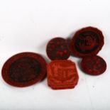 Various Chinese cinnabar resin items, including boxes and plates (5)