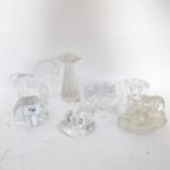 A group of Scandinavian glass, including horse, height 13cm, candle holders etc