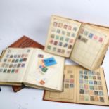 A group of Vintage stamp albums containing various world stamps, including Penny Red and Penny Black