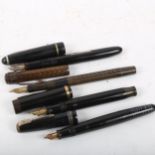 4 Vintage fountain pens, comprising Parker Pearly Vacumatic, Parker Duofold Jr, Watermans Ideal, and