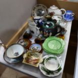 Various ceramics, including The Shepherd Boy transfer plate, Christopher Dresser for Linthorpe