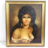 Luis Goll, oil on canvas, portrait of a girl, signed and dated 1974, 60cm x 50cm, framed