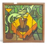 Carol Maddison, oil on board, abstract still life, framed, overall 53cm x 56cm