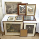 8 x 18th and 19th century engravings and prints, including rosewood-framed of Lady Hamilton (7