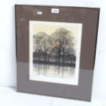 Kathleen Caddick, limited edition coloured lithograph, "Reflections", 36/150, framed, overall 51cm x