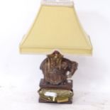 A decorative composite table lamp and shade, in the form of an Indian elephant, height including