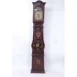 An Antique French comptoise clock, with a painted and embossed dial, stained pine-cased, H242cm,