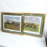 Terence Cuneo, 2 coloured prints, "First Air Post", and "Hounslow Heath", both framed (2)