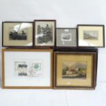 6 various pictures, including colour engravings, all framed