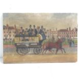 Mid-20th century oil on canvas, London omnibus, unsigned, 28cm x 42cm, unframed