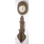 A French comptoise 8-day wall clock, dial marked Louis Jaquine St Etienne, with weights and