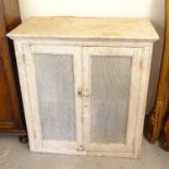 A Vintage painted pine meat safe, W82cm, H86cm, D44cm