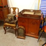 2 Victorian mahogany butler's trays, a 2-door cabinet, a Queen Anne style chair, a mantel clock, a