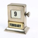 An early 20th century chrome plated perpetual desk calendar, height 8cm