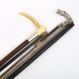 2 sword sticks, and a horn-handled riding crop (3)
