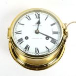 A Schatz Royal Mariner 8-day brass ship's bulkhead clock, diameter 16cm