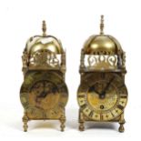 2 brass lantern clocks, including Smiths, largest height 25cm (2)