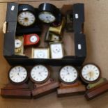 Various carriage clocks and drum mantel clocks (boxful)