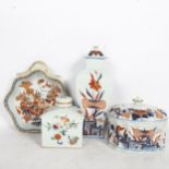 A group of 4 Portuguese porcelain items in Oriental style, including a jar and cover, height 23cm