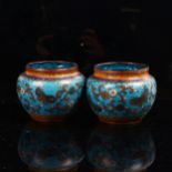 A pair of Oriental cloisonne enamel squat vases, height 7cm