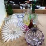 Art glass vases, tallest 32cm, a table centre bowl, and other decorative glassware