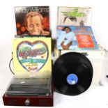 A large quantity of vinyl LPs and records, including boxed sets, and an Ondial turntable