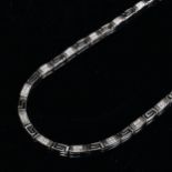 A silver Greek Key design panel necklace