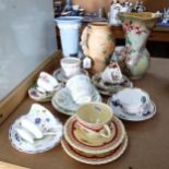 Various cups saucers and plates, including Minton and Paragon, and 3 vases - Sylvac, Arthur Wood,