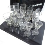 A group of Georgian style drinking glasses, including ale and Sherry