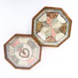 A 19th century shell-work sailor's double Valentine, in octagonal mahogany case, each width 23cm (