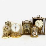 Various mantel clocks, including 400-day examples, largest height 25cm (6)