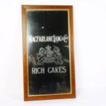 A Vintage Macfarlane, Lang & Co Rich Cakes advertising mirror, overall 68cm x 38cm