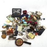 A box of various costume jewellery, and a box of miscellaneous items