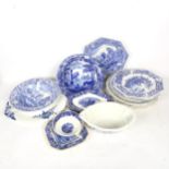 Spode Blue Room and other blue and white plates, Italian pattern bowl etc