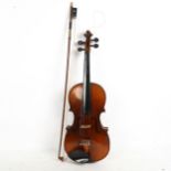 A Vintage violin, back length 36cm, in case with bow