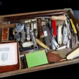 Vintage penknives, lighters, mother-of-pearl fruit knife etc