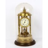 A reproduction gilt-brass 400-day clock under glass dome, overall height 43cm
