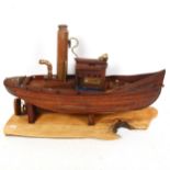 A hand constructed model boat, by Clive Fredriksson, base length 62cm