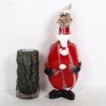 Whitefriars grey bark vase, 14.5cm, and a glass clown decanter and stopper