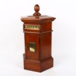 A reproduction mahogany Royal Mail letters hexagonal postbox, height 47cm