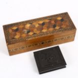 A Tunbridge Ware cube parquetry inlaid box, and a daguerrotype case (2)