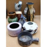 Studio pottery vases, West German and Austrian vases, David Sharp bird etc