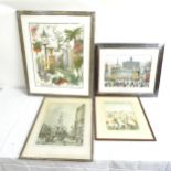 Various pictures and prints, including Lowry, all framed (4)