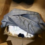 An Austin Reed jacket, and a box of table linen