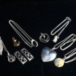 5 various silver pendant necklaces, some boxed etc