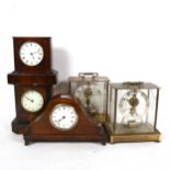 5 mantel clocks, including Kundo electronic examples