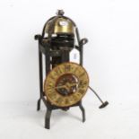 A wrought-iron and brass lantern clock, 35cm